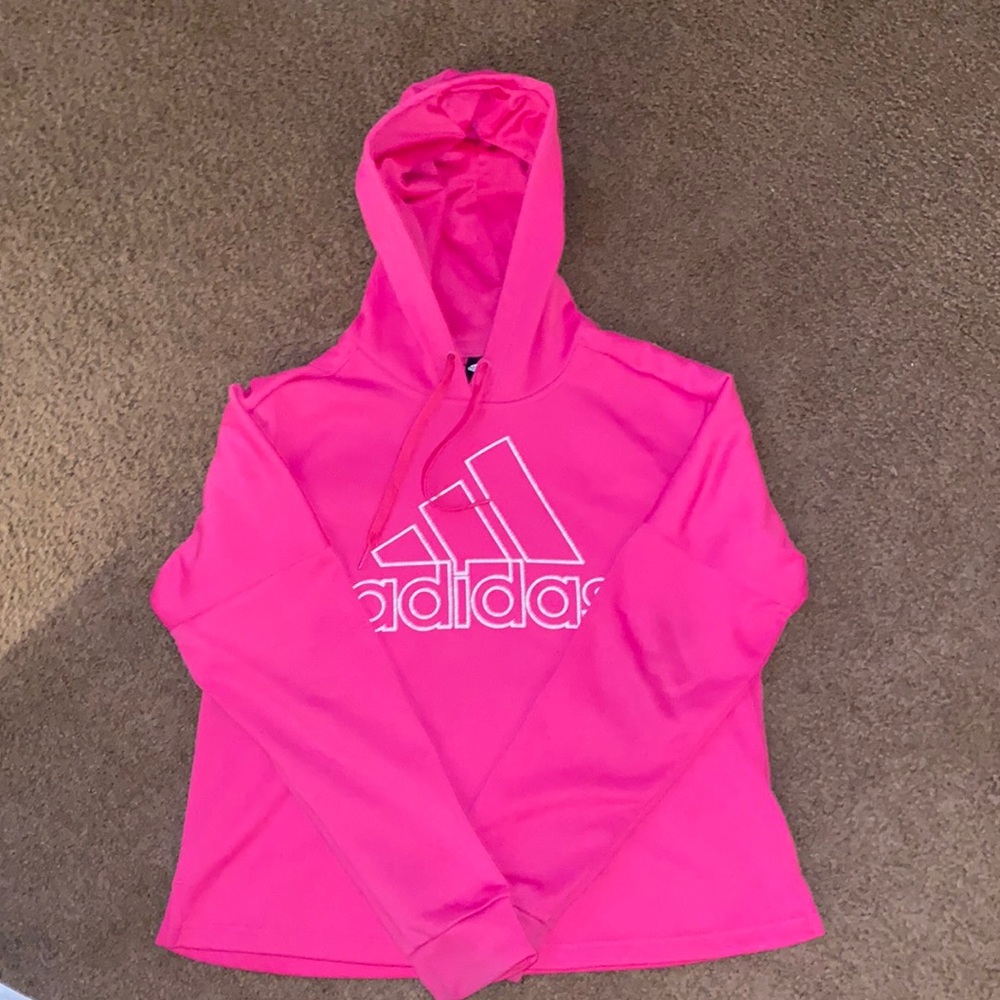 Adidas hoodie. Youth med. pink.